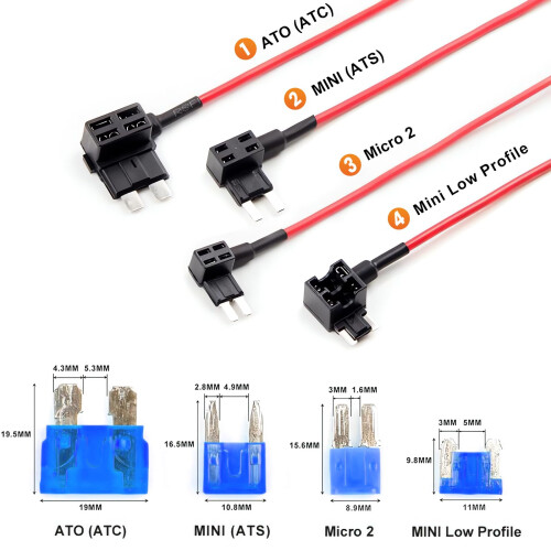 GKU Upgraded Dash Cam Hardwire Kit with 8pcs Fuse 1
