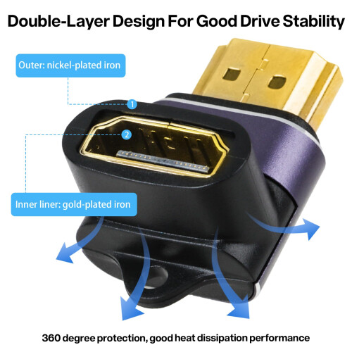 MSMXCS 2 Pack Right Angle HDMI Adapter 8K,90 and 2 2