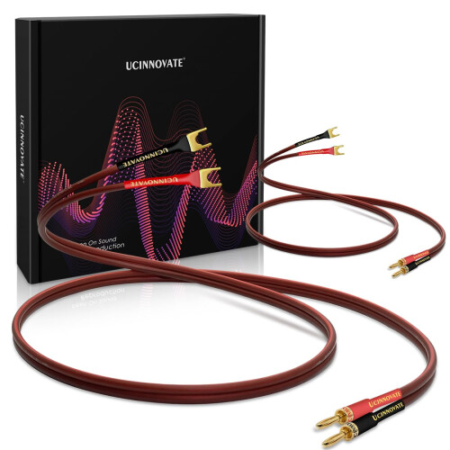 VVFLED 2 Pack HiFi OFC Speaker Cable with Banana P