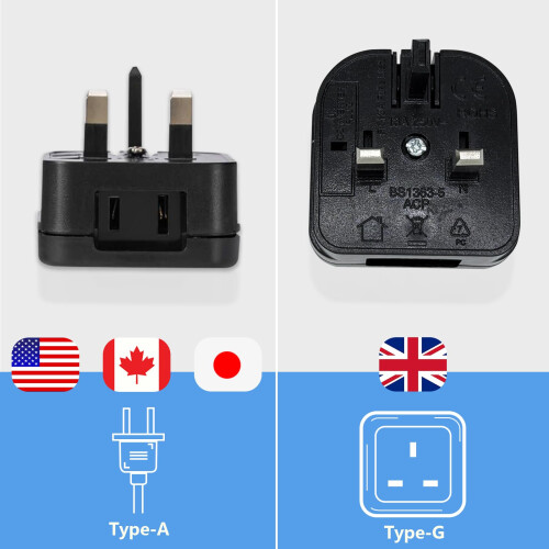 US to UK Plug Adapter with Screwdriver, USA to UK 1
