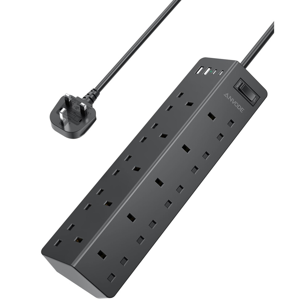 Photos - Other for Computer 10 Way Extension Lead with USB Slots, ANV(2 USB C)