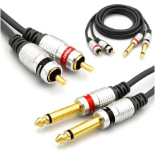 VITALCO Cable 2RCA Male To 2x Jack 6.35mm 1/4 Inch