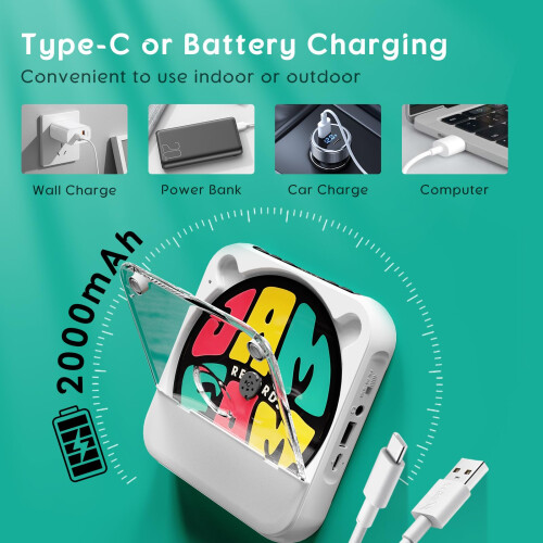 Portable CD Player with Bluetooth, Rechargeable CD 2