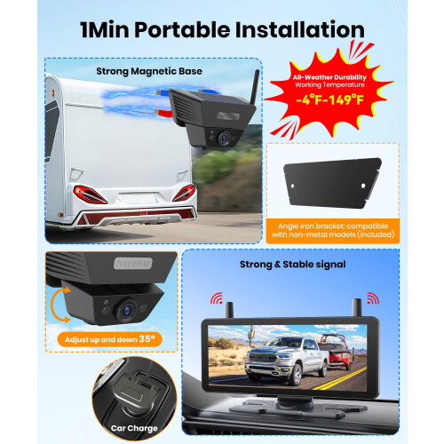 AUTO-VOX Solar Wireless Reversing Camera for Car,V 1