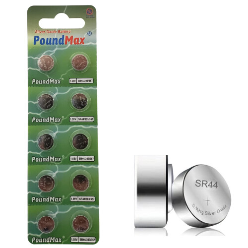 10 x PoundMax SR44 1.55 V Silver Oxide Button Cell 2