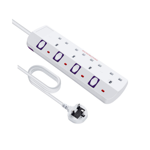 Tech Traders Extension Lead 4 Way Multi Plug Exten
