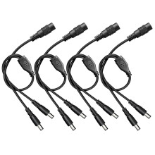 4 Pack Black 1 Female to 2 Male 5.5mm*2.1mm DC Pow