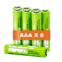 100% PeakPower 8 x AAA Rechargeable batteries 800