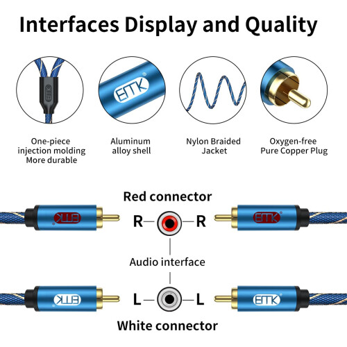 EMK 2 RCA Cable, 2 x RCA Phono to 2 x RCA Phono Ca 1