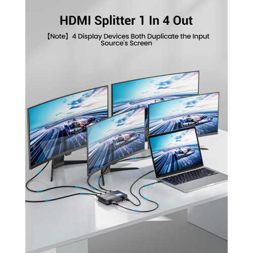 4K HDMI Splitter 1 in 4 Out with EDID HDCP HDR 3D, 1