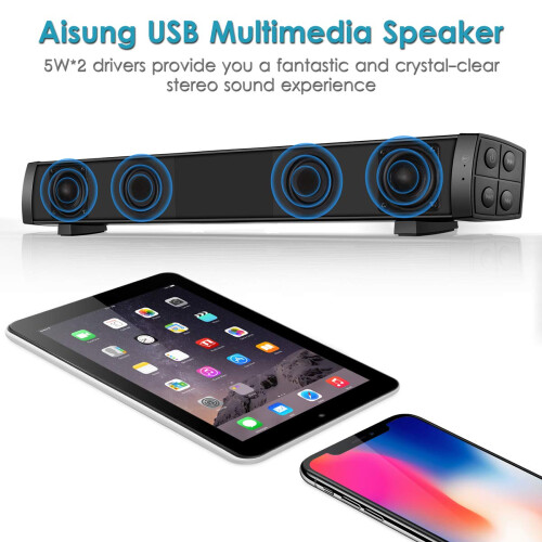 PC Soundbar, Wired and Wireless Computer Speaker H 2