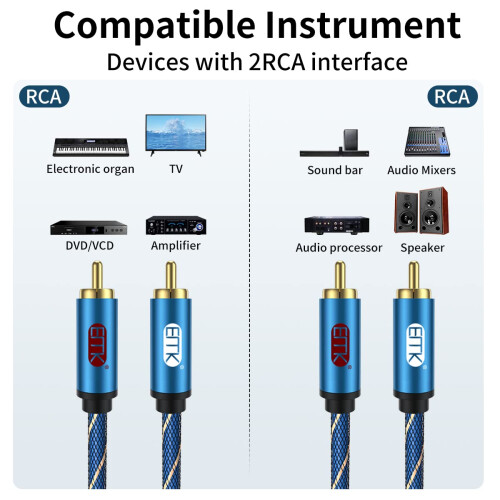 EMK 2 RCA Cable, 2 x RCA Phono to 2 x RCA Phono Ca 2