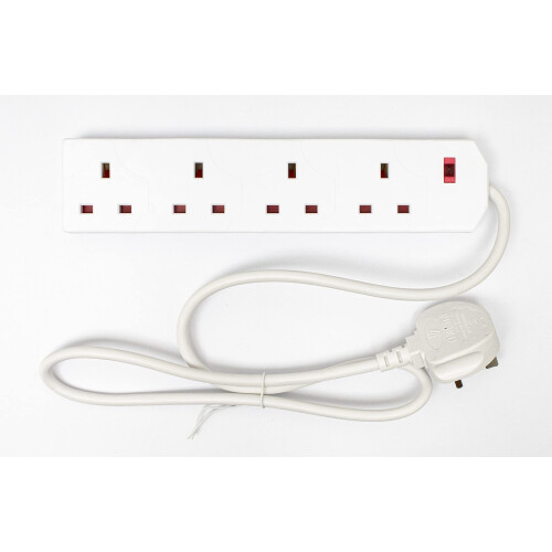 Daewoo Extension Lead, 4 Gang, 1 Metre, White