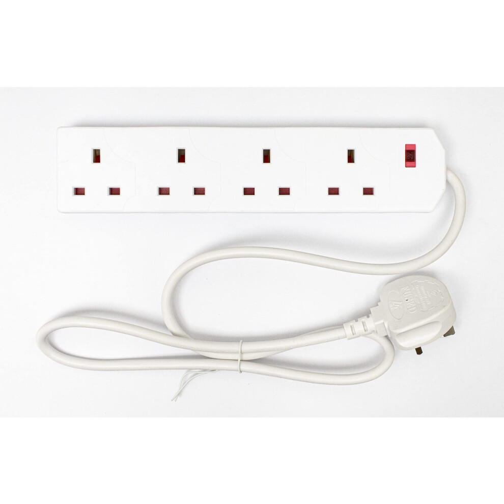 Daewoo Extension Lead, 4 Gang, 1 Metre, White 64841243