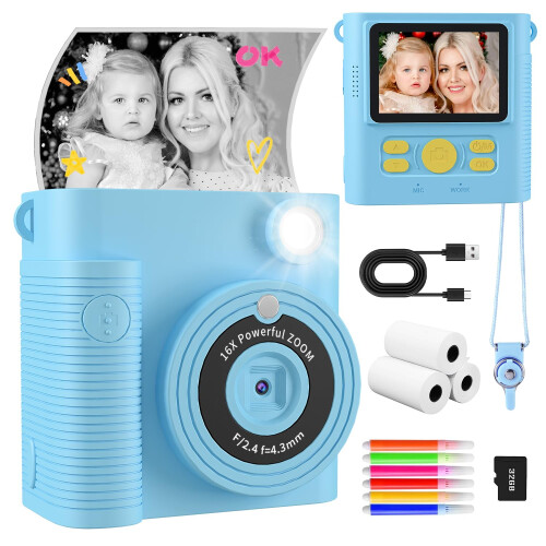 CKATE Kids Camera Instant Print, 1080P HD Instant