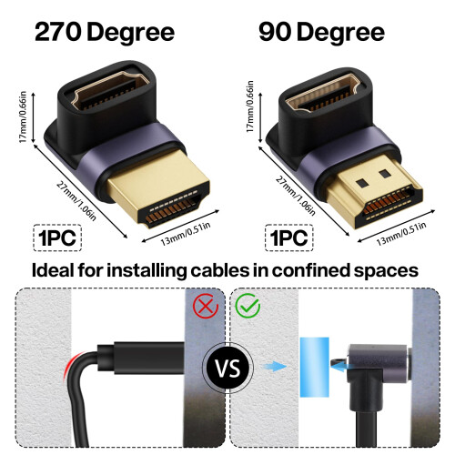 MSMXCS 2 Pack Right Angle HDMI Adapter 8K,90 and 2 1