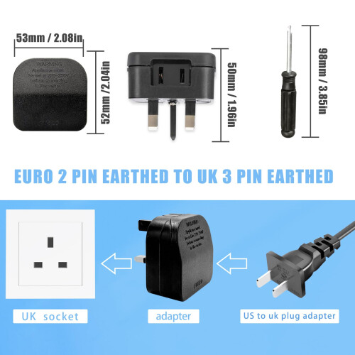 US to UK Plug Adapter with Screwdriver, USA to UK 2