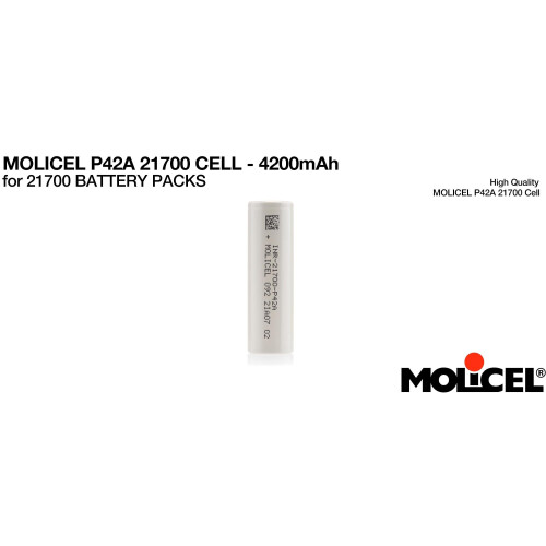 Molicel P42A 4200 mAh 45A Size: 21.7K Double High 1