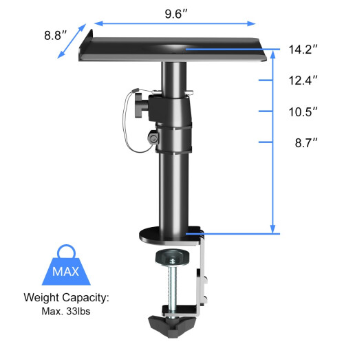 suptek Clamp-on Speaker Stand Desk Mount Set, 9.6 2