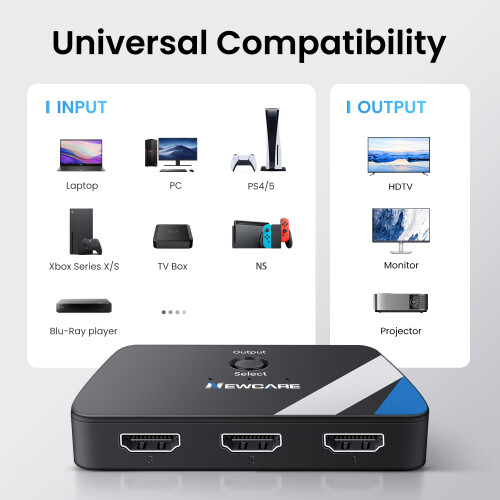 4K@60HZ HDMI Switch, HDMI Switch 3 in 1 out with 1 2