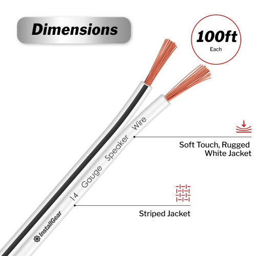 Installgear Premium 14 Gauge AWG Speaker Cable for 2