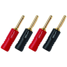 4 QED Screwloc Forte Gold Plated 4mm Banana Plugs