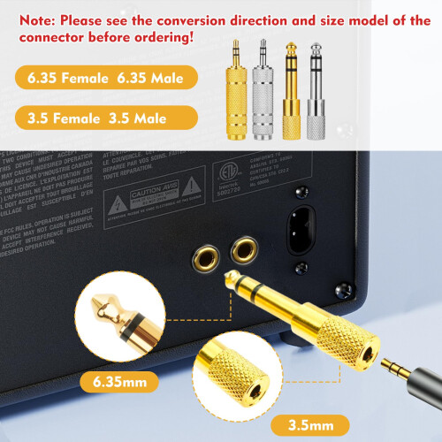 YHTCC 4 PCS Headphone Jack Adapters,3.5mm to 6.35m 1