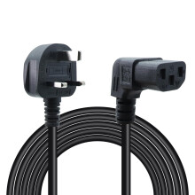 RIIEYOCA 90 Degree C13 Power Cable 13A Fused BS 1363 UK 3 Pin Plug to Down Angle IEC C13 Mains Power Cable,for PC Computer,TV,Printer,Monitor,Project