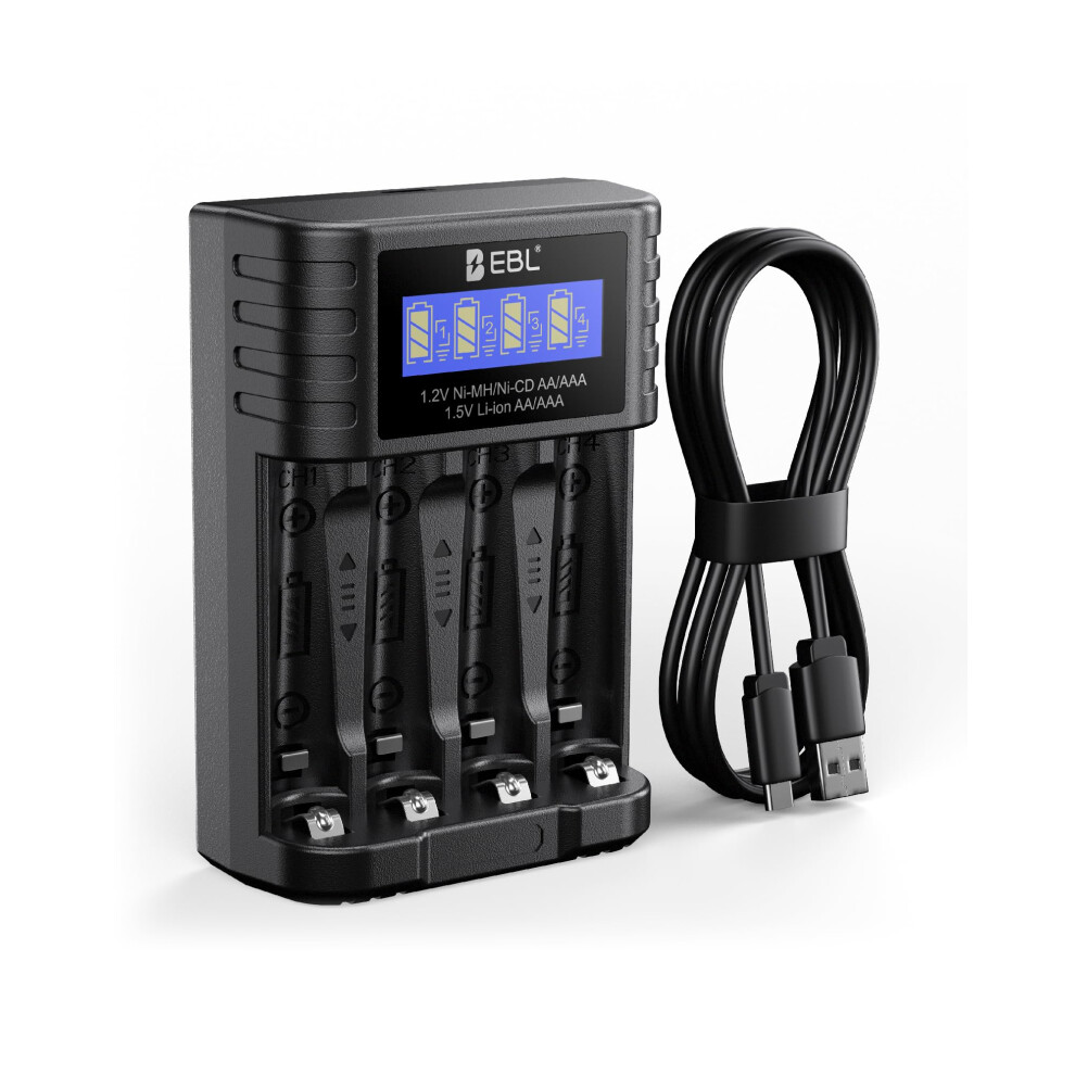 Ebl Lcd Aaa Aa Battery Charger For Aa And Aaa Rechargeable Batteries & 1.5V Aaa Aa Rechargeable Lithium Batteries, Usb Fast Charging, Prolonged Power 33284293