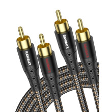 RAWAUX 2 RCA Stereo Audio Cable 2M, 2 RCA Male to