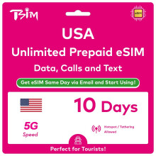 USA eSIM 10 Days. Unlimited High-Speed Data, Local