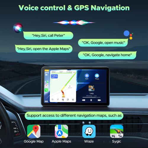 HOTPEAK Wireless Car Stereo for Apple Carplay with 2