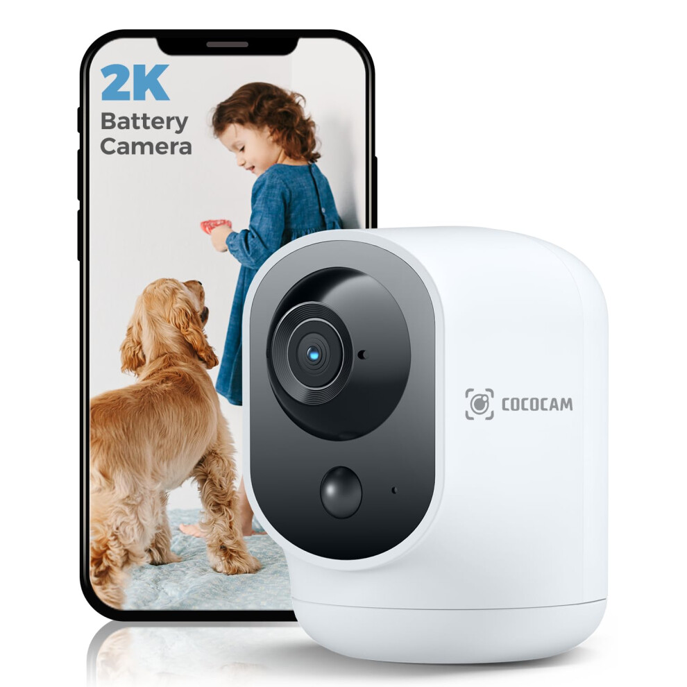 Cococam 2K Indoor Pan Tilt Security Camera Wifi With 5200Mah Battery, Wireless For Baby Monitor Pet Home Security, Ai Recognition, Pir Human Detectio 37138707