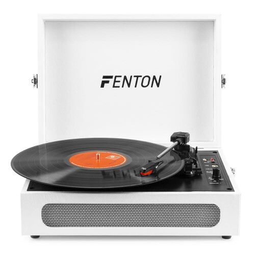 Fenton RP118F White Briefcase Record Player with W 1