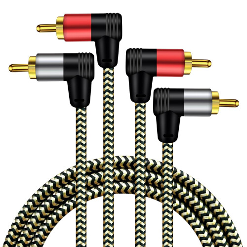 Hanprmeee RCA Cable,90 Degree Right Angled 2 RCA M