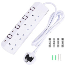 TISDLIP Extension Lead 4 Way Switches Plug Extensi