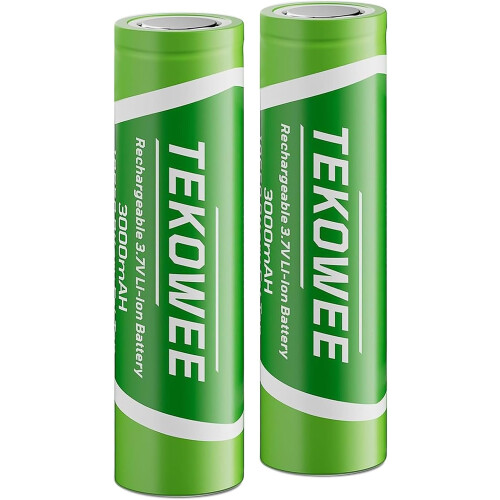 3.7V Rechargeable Battery Flat Top 2 Pack, 3000mAh