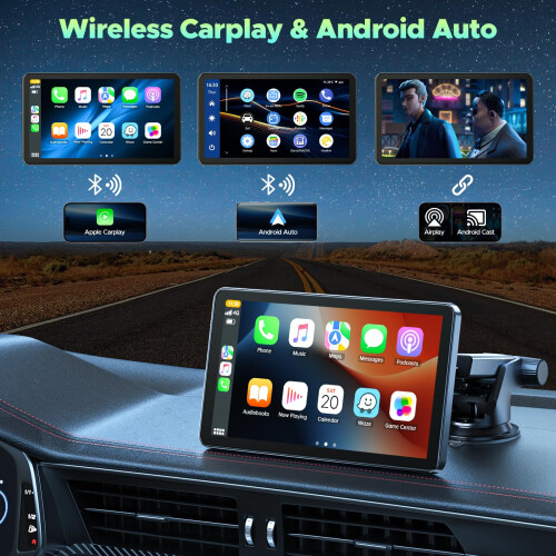 HOTPEAK Wireless Car Stereo for Apple Carplay with 1