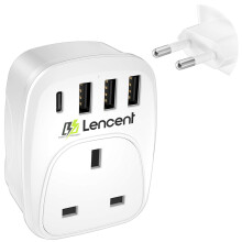 LENCENT UK to Italy Italian Plug Adapter,EU Euro E