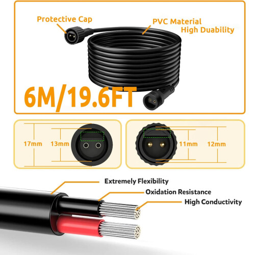 Joycome Christmas Light Extension Cable 6M/19.7Ft 2
