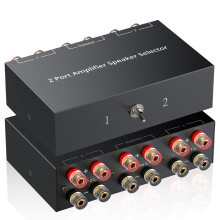 PROZOR Amplifier Speaker Switcher Selector- 2(1)-In-1(2)-Out Bi-Directional Amplifier Selector with 1/2 Switch Gold-Plated Banana Jacks AMP Speaker S