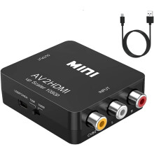 GANA RCA to HDMI, 1080P Mini RCA Composite CVBS AV to HDMI Video Audio Converter Adapter Supporting PAL/NTSC with USB Charge Cable for PC Laptop Xbox