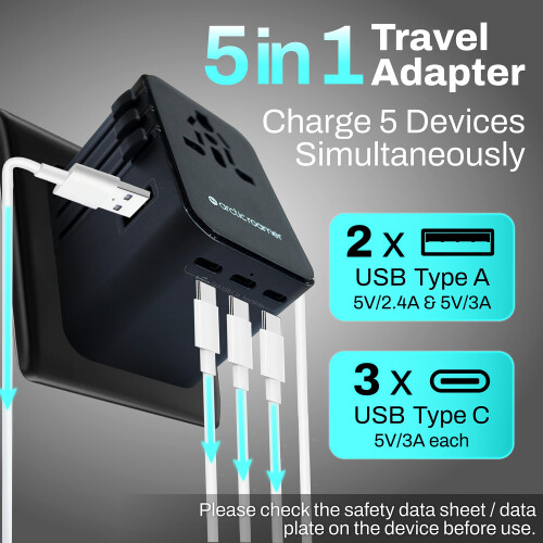 Arctic Roamer Universal Travel Adapter with 30W Fa 1