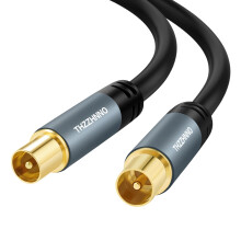 Thzzhnno TV Aerial RG6 Coaxial Cable 1M, Gold Plated Male to Male Coax Cable for HDTV, CATV, DVB-T2/C/S, Cable Modem, Radio, Satellite Receivers
