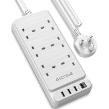 AICODE 6 Way Extension Lead with 4 USB Slots(1 USB