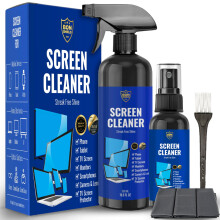 Screen Cleaner Evolution Kit for TV, PC, Laptop, Phone, Camera, Glasses and Monitors | 500ml Daily Spray, 30ml Travel Spray, 3x Terry Cloth Wipe, Bru
