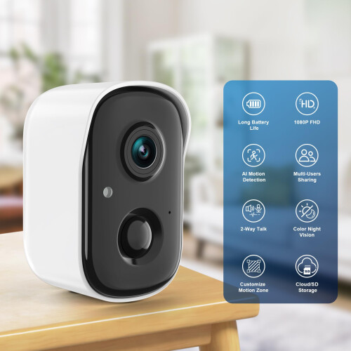 RADCLO 2K Wireless Outdoor Security Camera, Batter 1