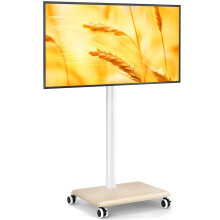 5Rcom TV Stand on Wheels for 27-55 Inch TV, Mobile TV Cart Trolley TV Stand Height Adjustable Swivel with Wood Base Max VESA 400x400mm Holds 40kg (Be