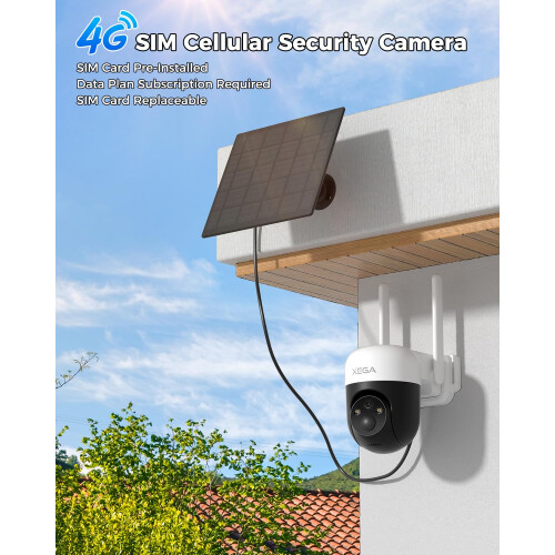 Xega 4G LTE Security Camera Solar Outdoor, No WiFi 1