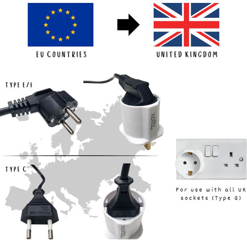 Xoltz European to UK Plug Adaptor Single Pack EU E 1